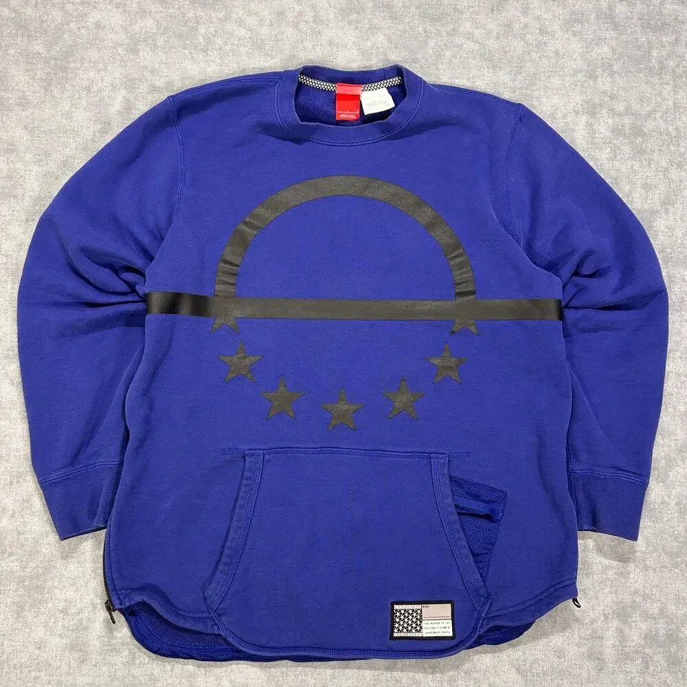 Nike Air Pivot V3 Crew Sweatshirt Game Royal Black 728277-455 Mens L Side Zip